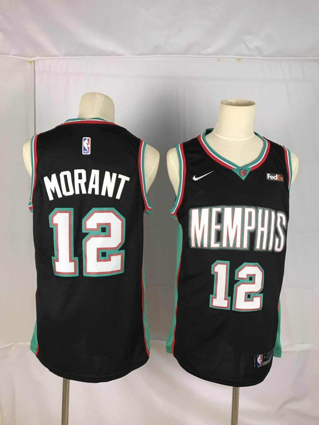 Men Memphis Grizzlies 12 Morant Black Throwback Nike NBA Jerseys